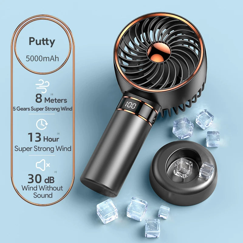 Hand Fan 2024 New Handheld Mini Fan USB 5000Mah Rechargeable Mini Portable Small Pocket Fan Data Display