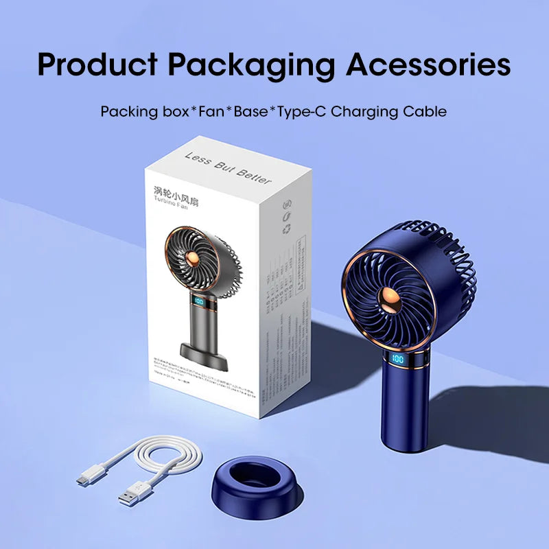 Hand Fan 2024 New Handheld Mini Fan USB 5000Mah Rechargeable Mini Portable Small Pocket Fan Data Display