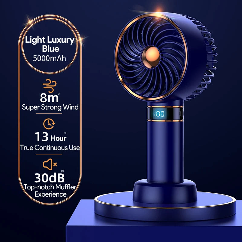 Hand Fan 2024 New Handheld Mini Fan USB 5000Mah Rechargeable Mini Portable Small Pocket Fan Data Display