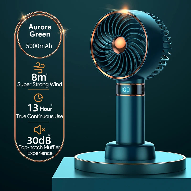 Hand Fan 2024 New Handheld Mini Fan USB 5000Mah Rechargeable Mini Portable Small Pocket Fan Data Display