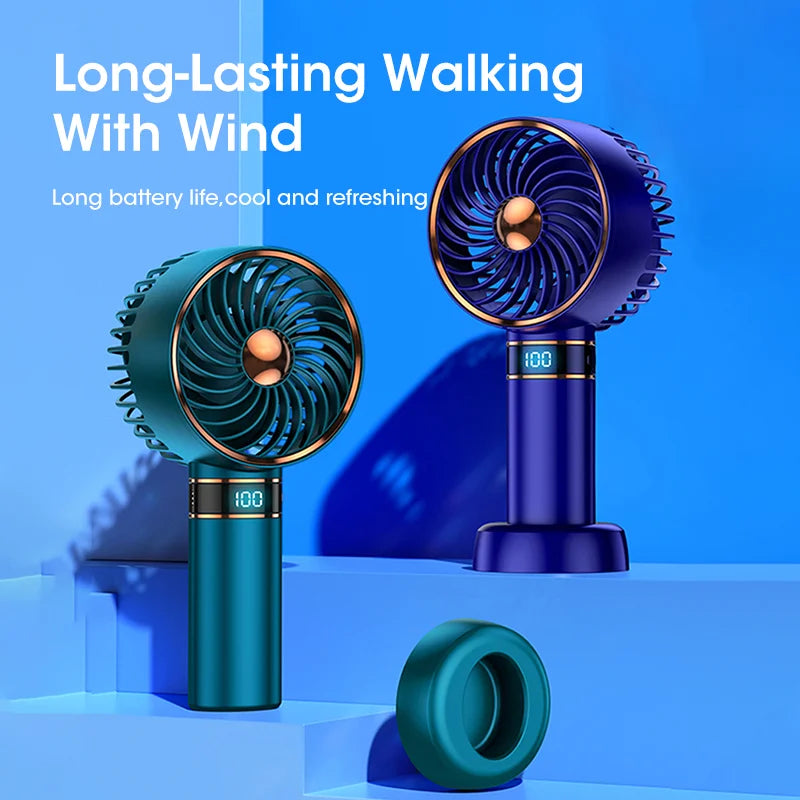 Hand Fan 2024 New Handheld Mini Fan USB 5000Mah Rechargeable Mini Portable Small Pocket Fan Data Display