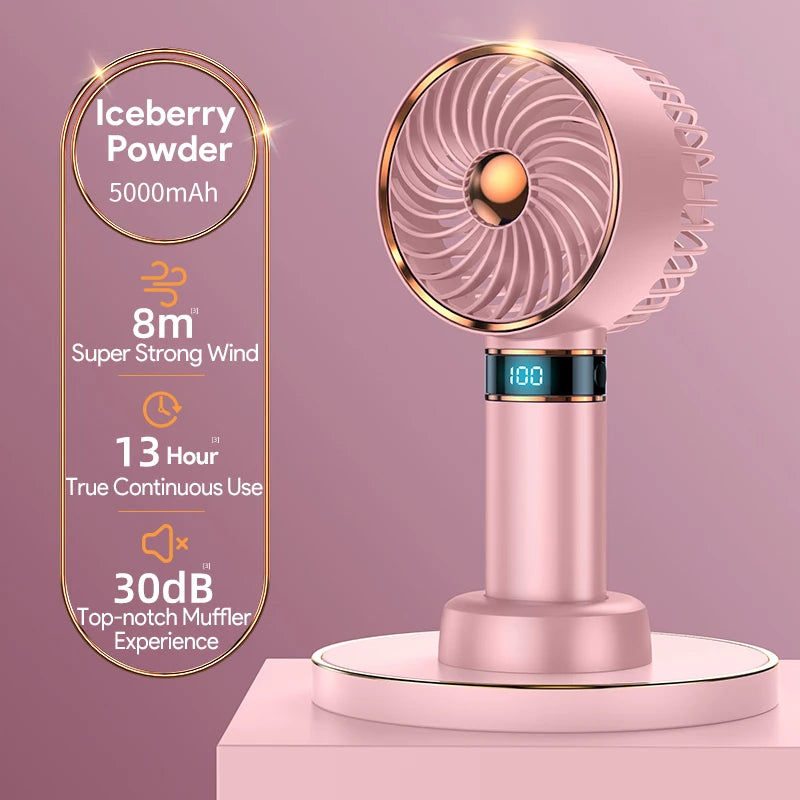 Hand Fan 2024 New Handheld Mini Fan USB 5000Mah Rechargeable Mini Portable Small Pocket Fan Data Display
